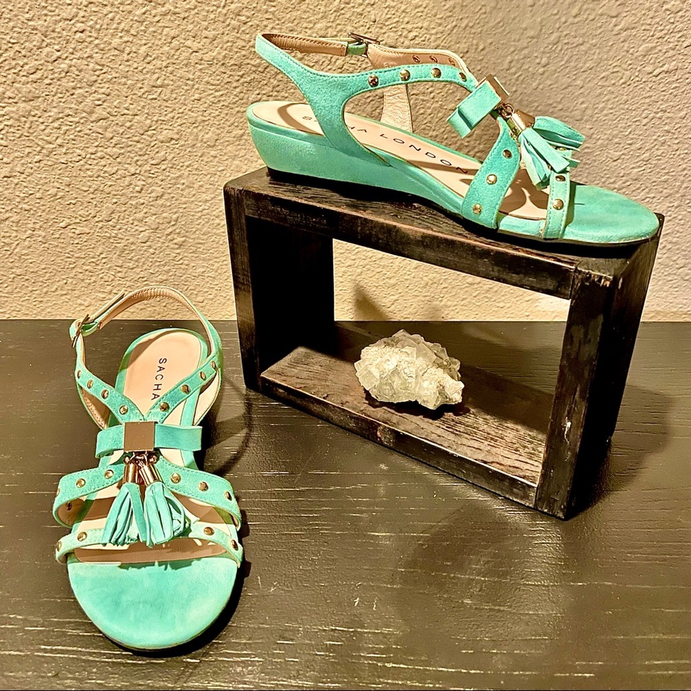 Sasha London Aqua Tassel Zoe Suede Sandal